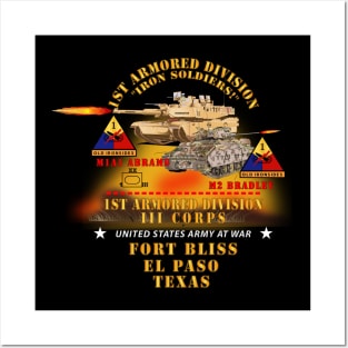 1st  Armored Division - Ft Bliss TX - M1 - M2 w Fire X 300 Posters and Art